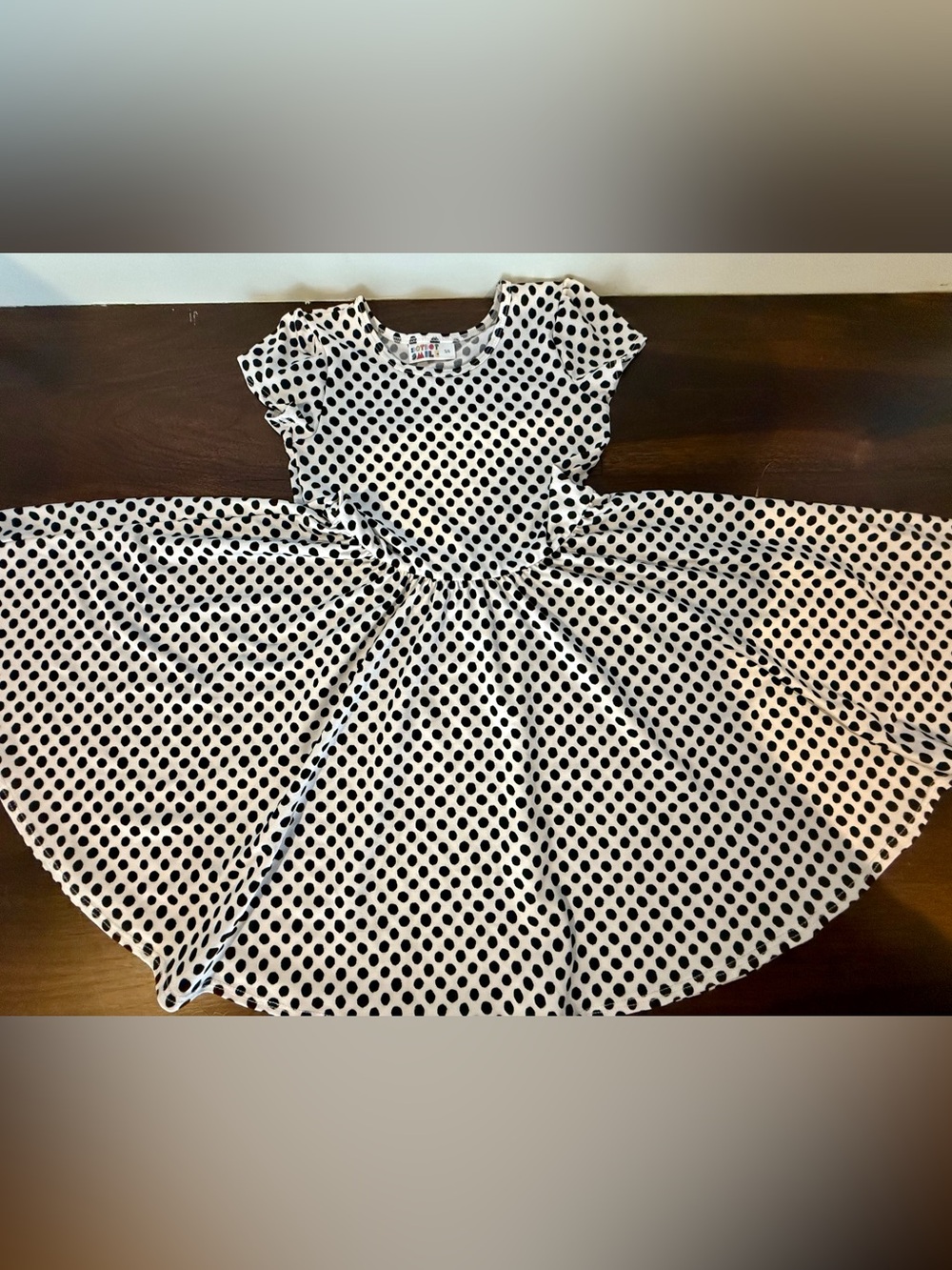 Polka Dot Short Sleeve Twirl Dress